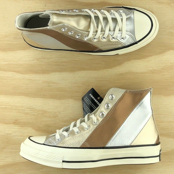 Converse Chuck Taylor 70 Hi Metallic Leather Shoes - Picture 4 of 9